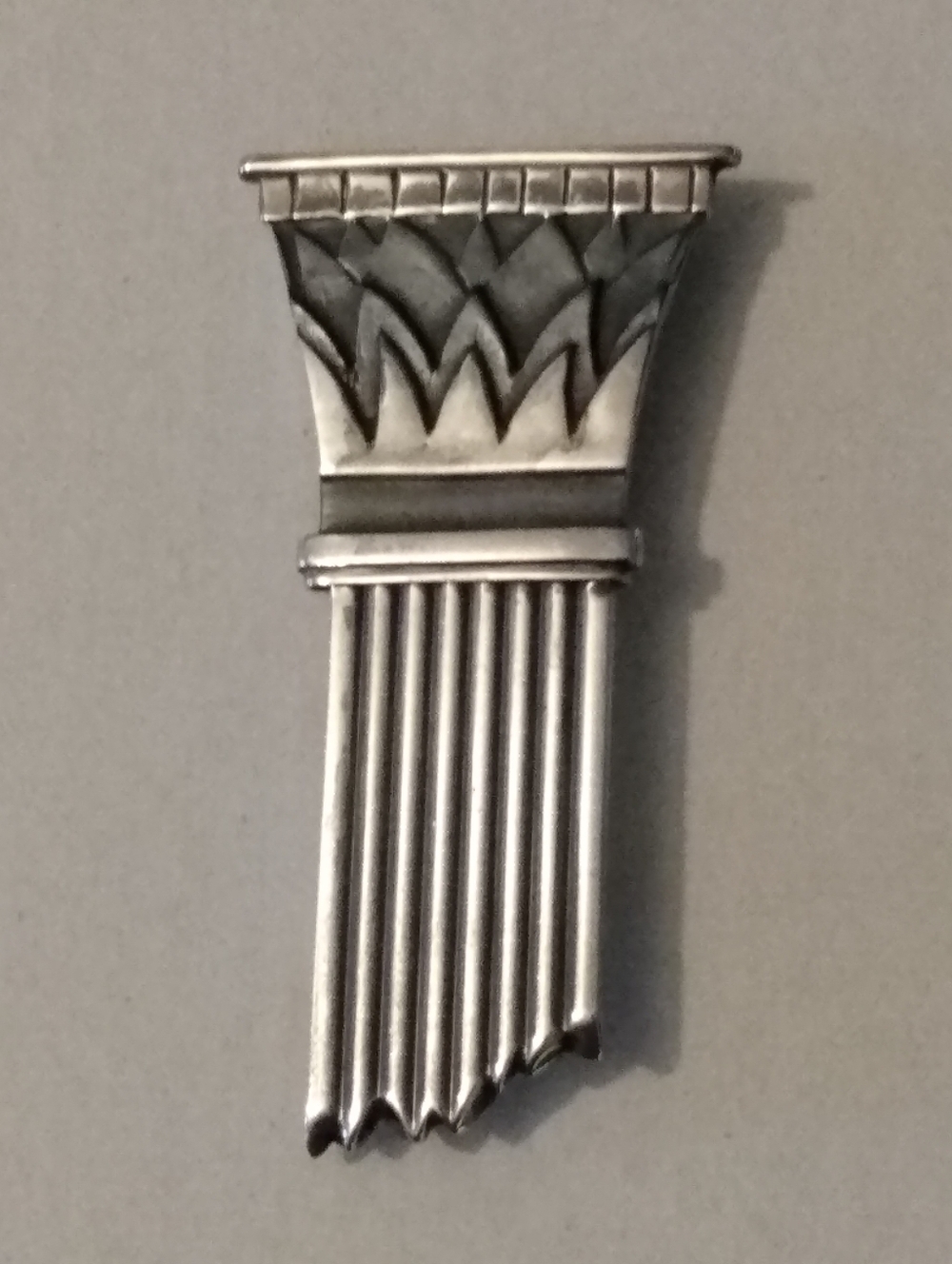 Corinthian Column Pin stamped "Mignon Faget" Sterling Silver 2-1/2" tall